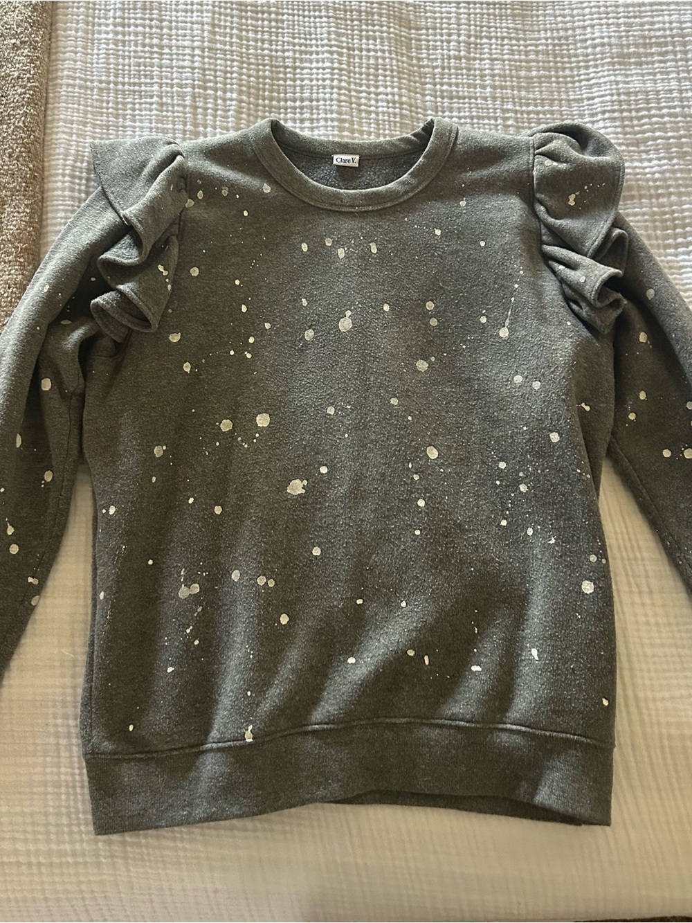 Clare V. Olive Gray Crewneck Sweatshirt